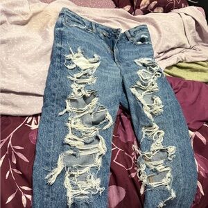 American Eagle Outfitters Ripped Blue Boyfriend Jeans